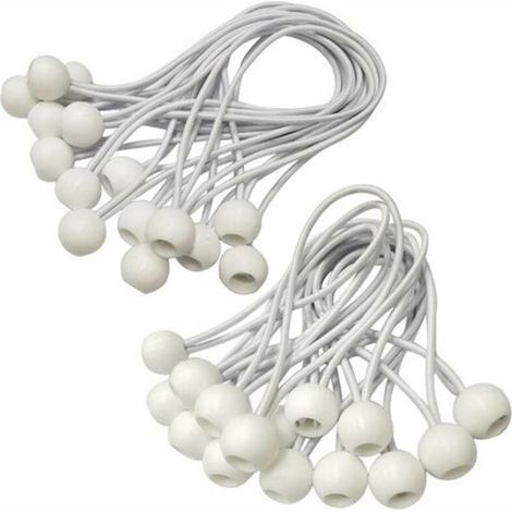 Tendeur Elastique,Sandow Elastique,30 Pièces Tendeur Bache pour Bannière, Bâche, Pavillon,Tente,Rideaux Harnais D’extension,Support de Bâche (Blanc-150mm) (1/4)