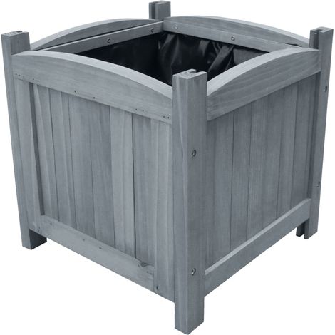 Jardinera arriate elevado plantas flores jardín 2 piezas 30 x 30 x 30 cm madera maciza de abeto 020001337 (1/4)