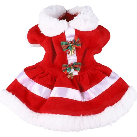 Weihnachtshundekostüm mit Glöckchen, dickem Puppenhalsband, bequem, warm, niedlich, ideal für Partys und Cosplay (XL)