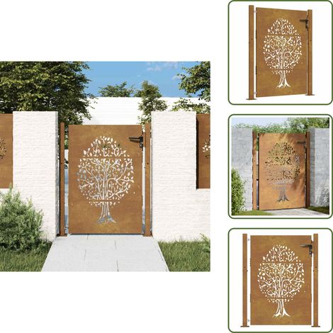 Gartentor 105x155 cm Cortenstahl Baum-Design - Cortenstahl Tor - Gartentor - Metalltor - Rustikales Tor - Designer Tor