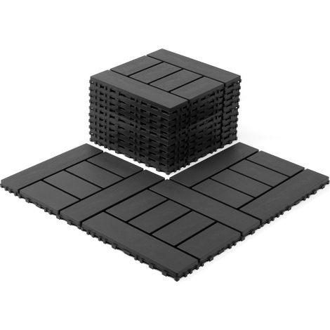 Dalles de terrasse style H de 30 cm, modules emboîtables à poser soi-même, pour l'extérieur et l'intérieur, installation facile et rapide, pour porche, piscine, balcon ou jardin. 44 pcs, gris foncé