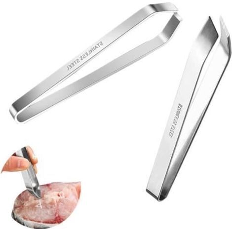 Pinzette per lische di pesce - Acciaio inossidabile - 2 pezzi - 11 cm e 11,7 cm - Design ergonomico - Facili da pulire (1/4)