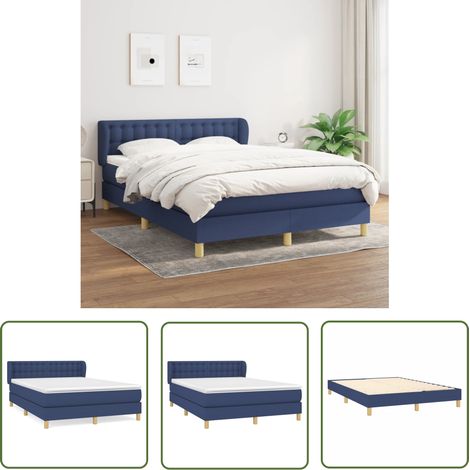 The Living Store Boxspringbett mit Matratze Blau 140x190 cm Stoff - Boxspringbett - Doppelbett - Schlafsystem - Bettauflage - Matratze (1/5)