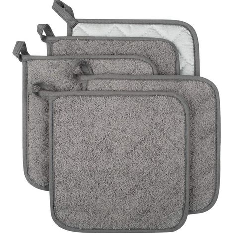 Set da cucina in cotone da 5 pezzi per uso quotidiano, presine in spugna, presine resistenti al calore, presine per cucinare e cuocere al forno, scuro (1/5)