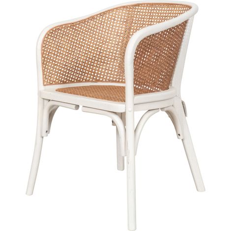 Chaise en bois et rotin Chaise avec accoudoirs rustiques Chaises rétro pour salle à manger, restaurant Chaise vintage en paille