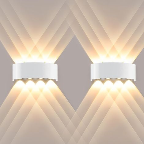 2 Pièces Applique Murale LED, 8W 3000K Blanc Chaud, IP65 Étanche Aluminium, Intérieur Extérieur, Salon Couloir Escalier (1/5)