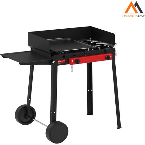 BARBECUE CARRELLATO A GAS 'COMBINATO' cm. 71 x 48 x 69 (L x