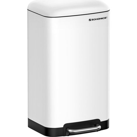 Pattumiera a pedale in acciaio inox bianco da 30 litri 120007212