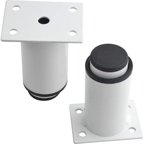 Lot de 4 pieds de meubles réglables en métal robuste pour lit, canapé, table, lit (80 mm-120 mm, blanc) (1/4)
