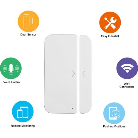 Détecteur de capteur de fenêtre et d'alarme de porte WiFi, sécurité pour maison intelligente, application Tuya SmartLife, contrôle Compatible avec Alexa Assistant IFTTT (1/5)