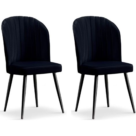 Lot de 2 Chaises Matelassées en Velours "Carmela" 87cm Noir (1/5)