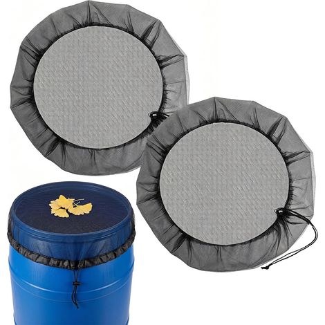 Lot de 2 grilles de récupération d'eau de pluie - Diamètre : 120 cm - Couvercle rond avec cordon de serrage - Tamis fins anti-moustiques contre les larves de moustiques, protection contre les feuilles (1/5)