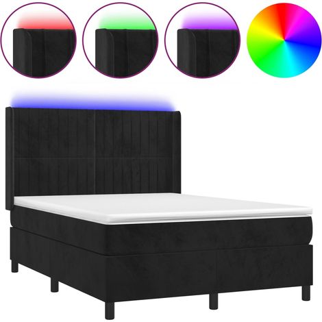 Maison Exclusive - Boxspringbett mit Matratze & LED Schwarz 140x2