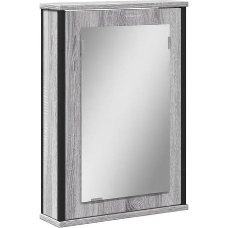 Elegante armario con espejo de pared con espacio de almacenamiento 42 x 12 x 60 cm fabricado en madera de ingeniería gris 020049433 (1/5)