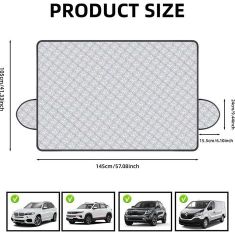 Couverture Pare-Brise Voiture - Couverture Pare-Brise Avant Voiture 4 Couches Protege Protection Contre Le Givre la Neige Le Soleil et la poussière 150×100 cm adaptée à la Plupart des véhicules (1/5)