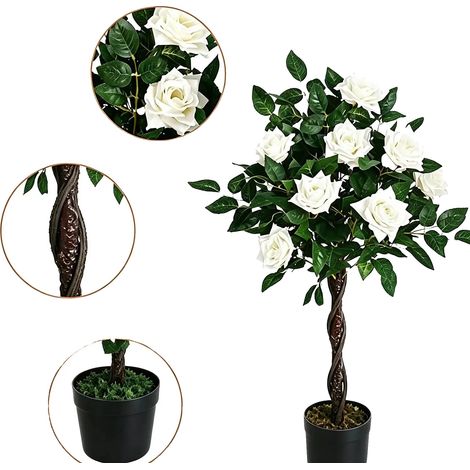Rosa artificiale in seta, stelo ecologico, lunghezza 80 cm, per interni, stile albero, adatta per compleanni (1/2)
