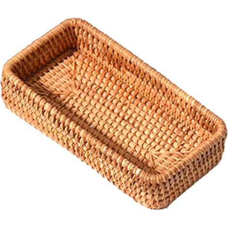 Panier Rectangulaire En Rotin - Rangement Pour Serviettes Et Articles De Salle De Bain - Usage Intérieur Extérieur - 1 Pièce (1/5)
