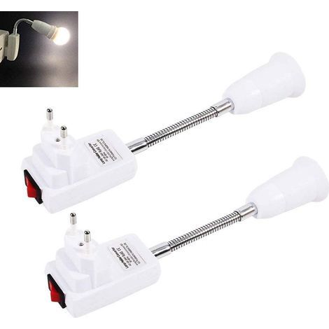 Bras Douille E27 avec Interrupteur sans Fil pour Lampe de Cuisine, AC 230V, Spot E27 Lampe de Lecture Murale, Compatible Ampoule LED, Lampe de Garage, lot de 2 (sans ampoule) (1/5)