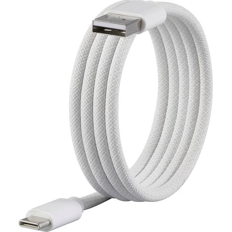 Renkforce Câble USB USB 2.0 USB-C® mâle, USB-A mâle 1.00 m blanc avec enroulement magnétique, gaine textile RF-6437922 A960893 (1/5)