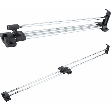 Barre à vêtements extensible chromée pour armoire - Rail double épais haute capacité de charge (25-50cm) (1/5)