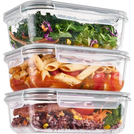 Lot de 3 Lunch Box Verre, 1035ml Boite Alimentaire Verre avec Couvercle, Meal Prep Containers, Hermétique Et Réutilisable, Compatible Four, Micro-Ondes, Congélateur Et Lave-Vaisselle (1/5)