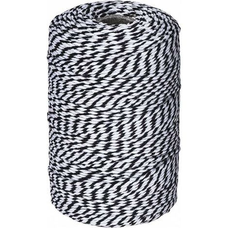 ZVD Ficelle noire et blanche 2mmx100m(noir et blanc), ficelle de boulanger en coton ficelle de cordon de coton pour les vacances (1/4)