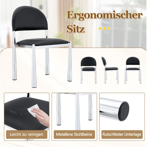 MEUBLIV Juego de 2 sillas de comedor negras de PU con respaldo semicircular (1/5)