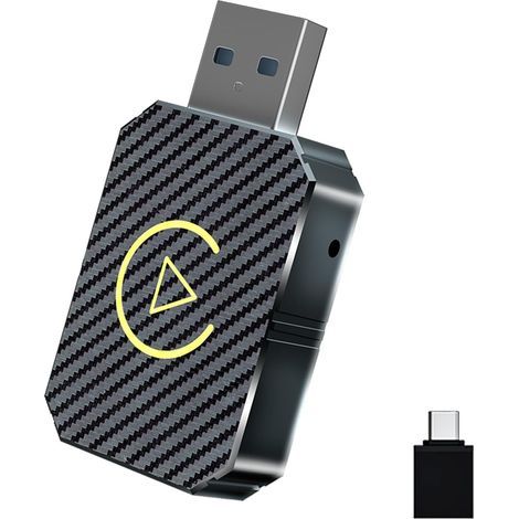 Adaptateur CarPlay sans fil 2 en 1 – Bluetooth 5.0 – Compatible avec 800 modèles – Installation simple – Couleur fibre de carbone (1/5)