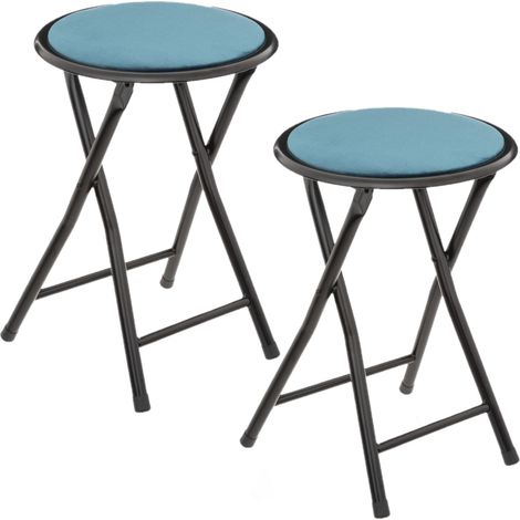 Lot de 2 tabourets pliants en velours (1/5)