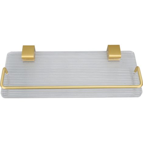 Specchio da bagno in acrilico con staffa a parete senza foratura in lega di alluminio spaziale, portasciugamani e vano portaoggetti per lavabo, 30 cm