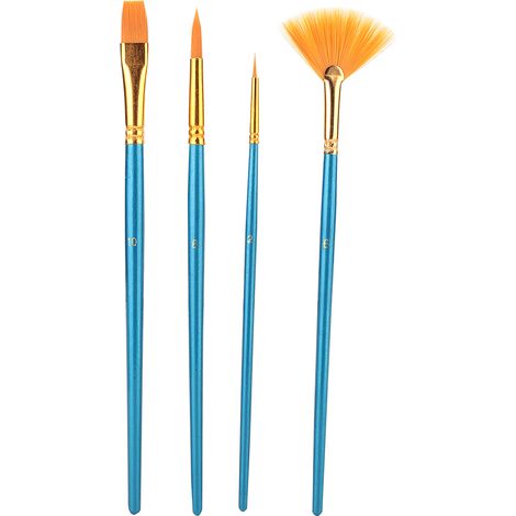 Lot de 4 pinceaux artistiques en nylon pour aquarelle, peinture sur cheveux et dessin, set de pinceaux fins (1/5)