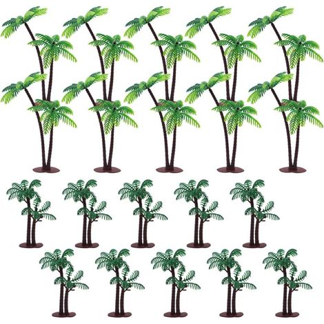 20 Pièces Modèle de Paysage Palmiers Miniatures 14/8.5 cm Palmiers Modèle Cocotier Mini en Plastique Palmier pour DIY Paysage Table de Sable Jardins Miniatures Décoration de Gâteaux (1/5)