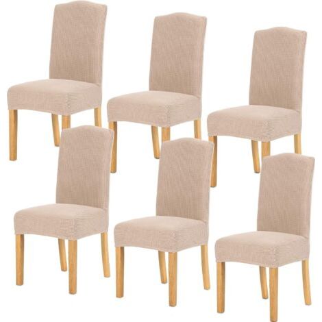 Housse de Chaise 6 pièces,Salle à Manger Stretch Extensible Antidérapante Couverture de Chaise,Housse de Salle à Manger Amovible Lavable Housse de Chaise pour Salle à Manger(6 pièces,Sable) (1/5)