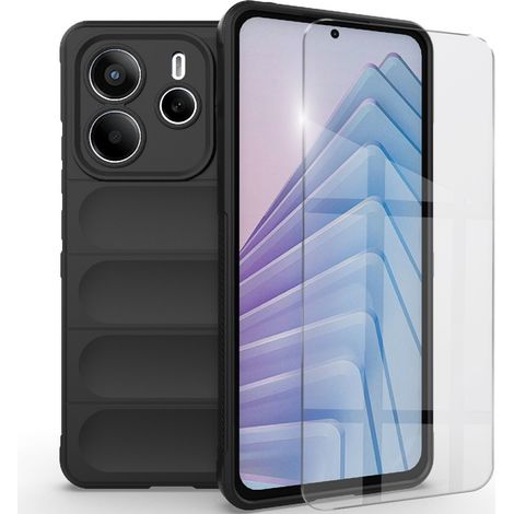 Custodia per Xiaomi Redmi Note 14 5G, antiurto per il gaming, nera + vetro 9H (1/5)