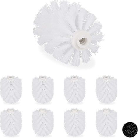 Ersättningsborsthuvuden för toalettborste, 9-pack, WC-borstar, 12 mm gänga, D: 7 cm, Vit (1/5)