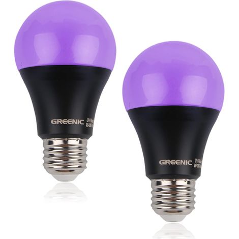 Ampoule UV LED noire E27 8W, lampe UV ampoule noire, lampe ultraviolette LED pour Halloween, fêtes d'anniversaire pour enfants, peinture corporelle, 2 pièces (1/5)