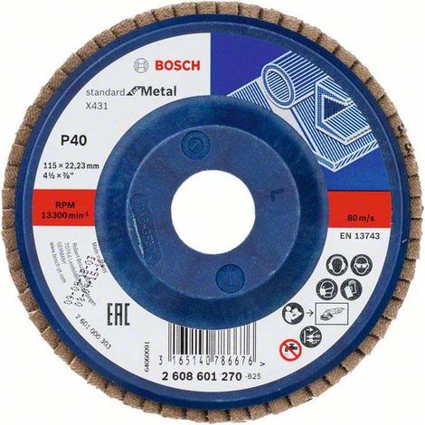 Bosch Fächerschleifscheibe X431 Standard for Metal gerade 115 mm 40 Kunststoff - 2608601270 (1/5)