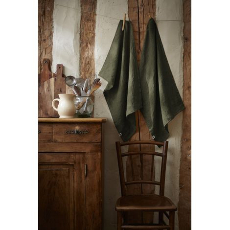 Lot de 2 essuie-mains "Soline" 50 x 70 cm Lin lavé - Soline Thym - Soline Thym - (1/2)