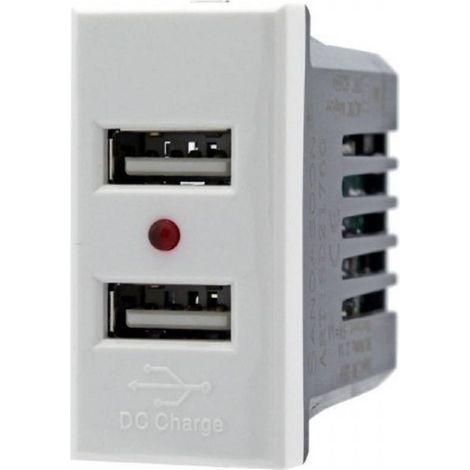 Trade Shop - MODUELLE PRESA CARICATORE 2 PORTE USB 2.1A BIANCO COMPATIBILE BTICINO AXOLUTE - (1/2)