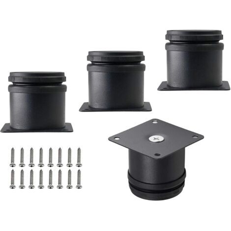 Lot de 4 pieds de meuble ronds réglables en acier inoxydable de 5 cm de diamètre, pieds de rechange en métal pour armoire, canapé, étagères, table (noir)