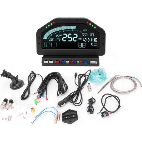 Sonde multifonction SINCO TECH avec écran LCD 8 LEDs, Bluetooth, rétroéclairage, affichage température huile/eau et pression turbo, kit capteurs auto. (1/5)