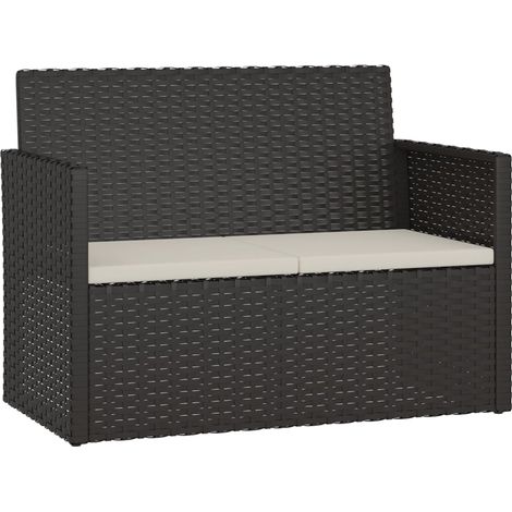 Maison Exclusive - Gartenbank mit Kissen Schwarz 105 cm Poly Ratt
