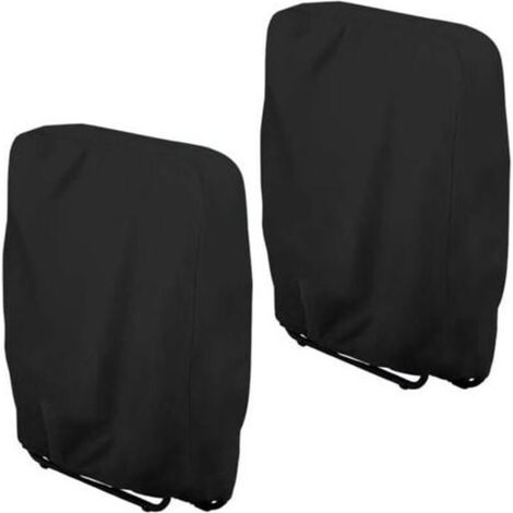 2 housses de protection pour chaises pliantes jardin – tissu Oxford 210D noir imperméable, coupe-vent & anti-UV – 71 x 34 x 110 cm