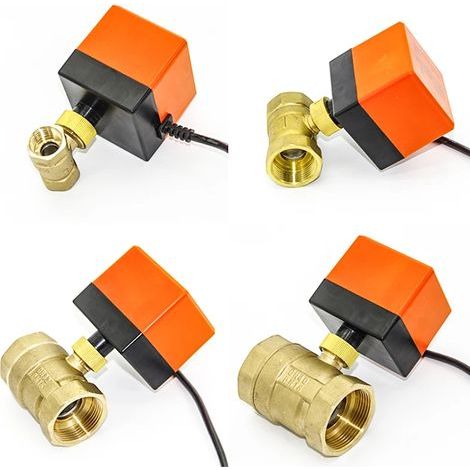 Elektrischer Kugelhahn, 1/2", 3/4", 1", 2", 220 V, 12 V, 24 V, 3-adrig, 2-Punkt-Anschluss, Messing, 1 Stück [DN15 (1/2"), 220 V]