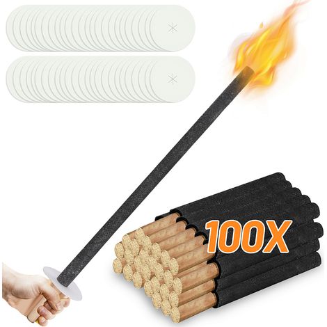 Randaco 100x 72cm Antorcha de Jardín Antorchas de Fiesta Antorchas de Cera para Bodas Tiempo de Quemado Mango Largo
