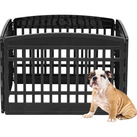 Iris Ohyama Welpenauslauf mit 4 Paneelen, H60cm, Schwarz, Katzengehege, Hundebox, Hundegitter, Für Outdoor, Indoor, Welpenlaufstall, Hundezaun, Welpenzaun, Laufstall Hund, CI-604E Panel (1/2)