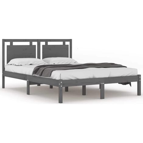 Maison Exclusive - Massivholzbett Grau 200x200 cm (1/5)