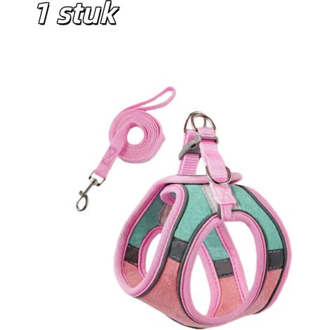 Harnais pour chien (1 pièce) - Câble élastique - Bande réfléchissante - Convient aux chats de toutes tailles, aux chiots et aux lapins - Tour de poitrine : 30-36 cm, tour de cou : 24-30 cm - Vert et r (1/5)