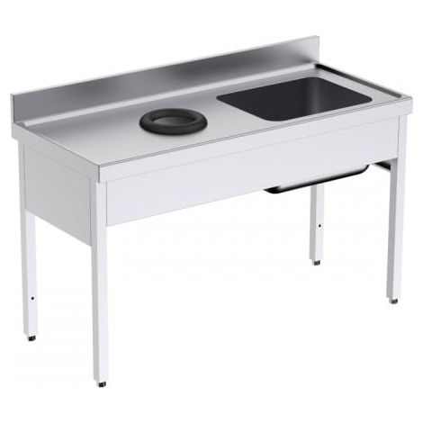 Plonge Inox avec Bâti, Bac et Trou Vide-Déchets - 1400 x 700 - Distform