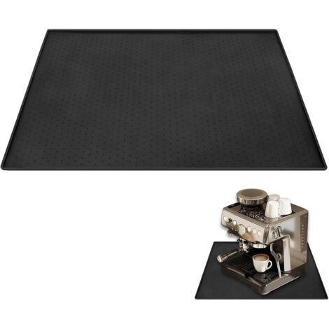 Tapis de Machine à Café, Silicone Noir, 48x30 cm, pour Attraper Les Résidus de Café (1/5)